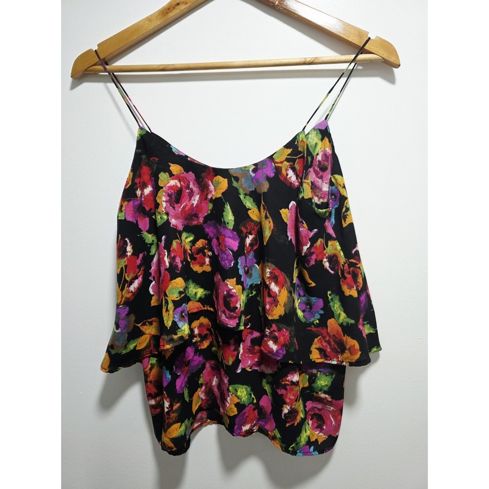 Paper Crane Tiered Tank Top Size S Floral Spaghetti Strap Cami